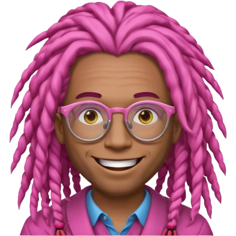 pink thick dreadlock guy with glassess emoji