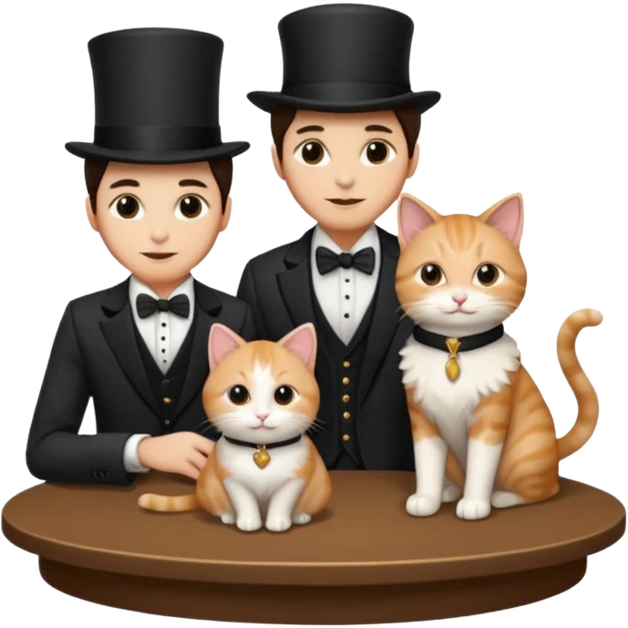 magician couple and their pet cat emoji
