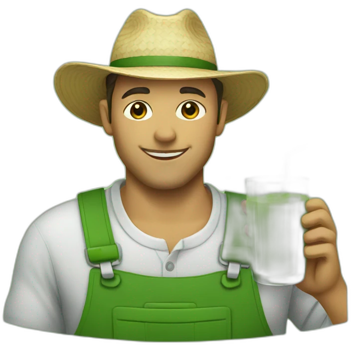 Male farmer drinking green juice emoji