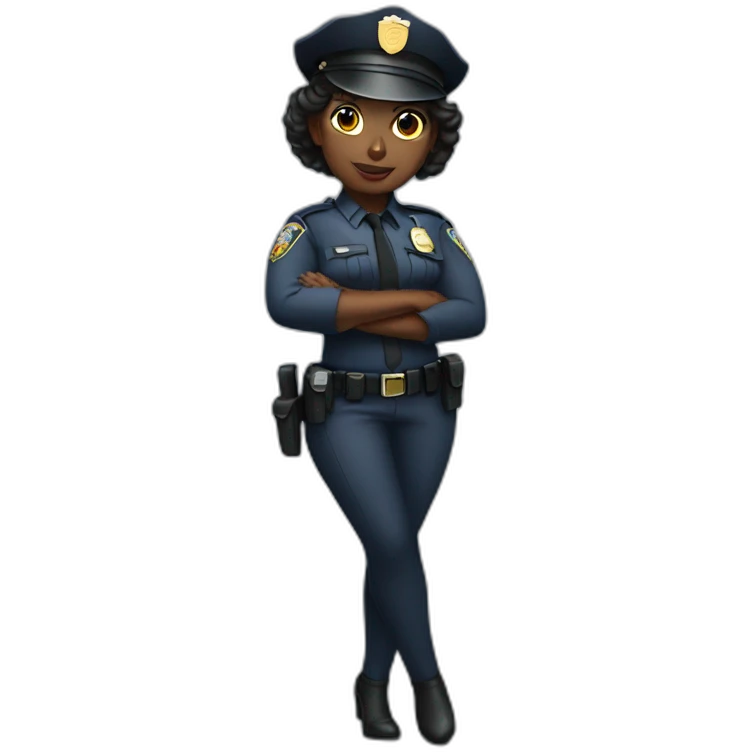 black police woman officer with tied hair dancing emoji