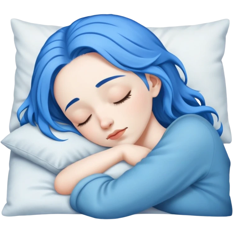 Woman with blue hair sleeping emoji