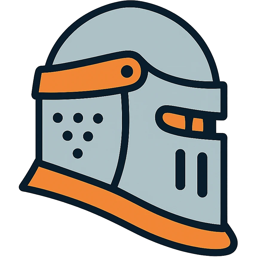 Detailed medieval tournament helmet with light rust accents emoji