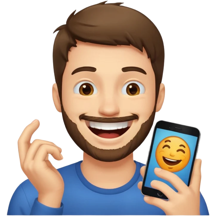 guy laughing at a meme emoji