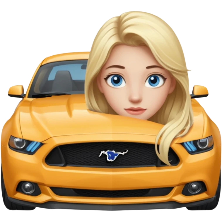 Blonde girl in Mustang with blue eyes emoji