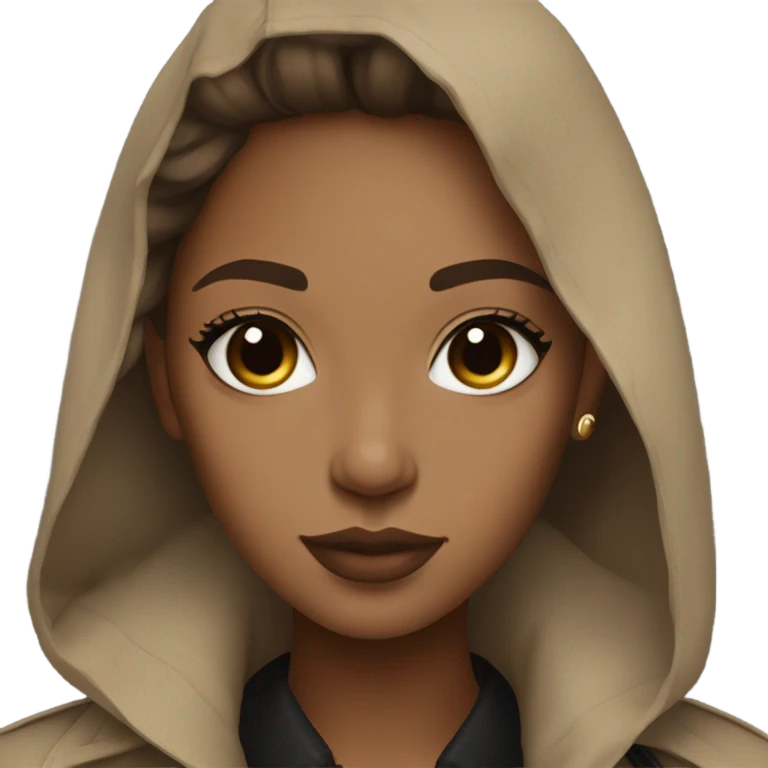 Aesthetic girl living her beat life light brown skin and light brown hair with a long trench coat outfit in black emoji