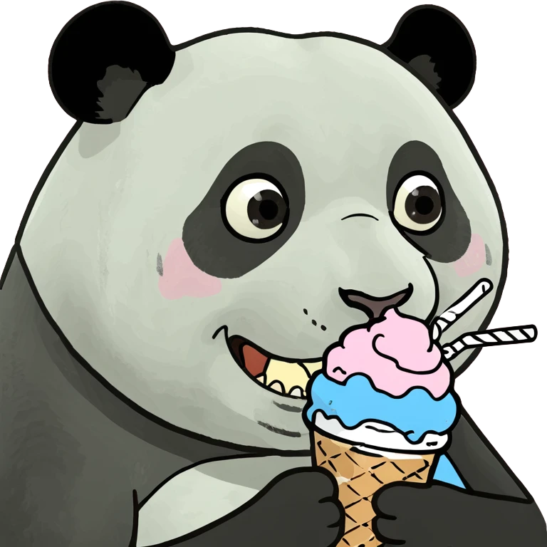 Panda eating ice cream emoji