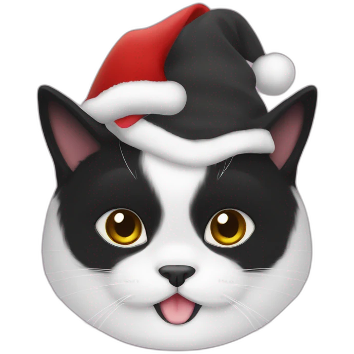 Chubby Black cat wearing a Santa suit  emoji