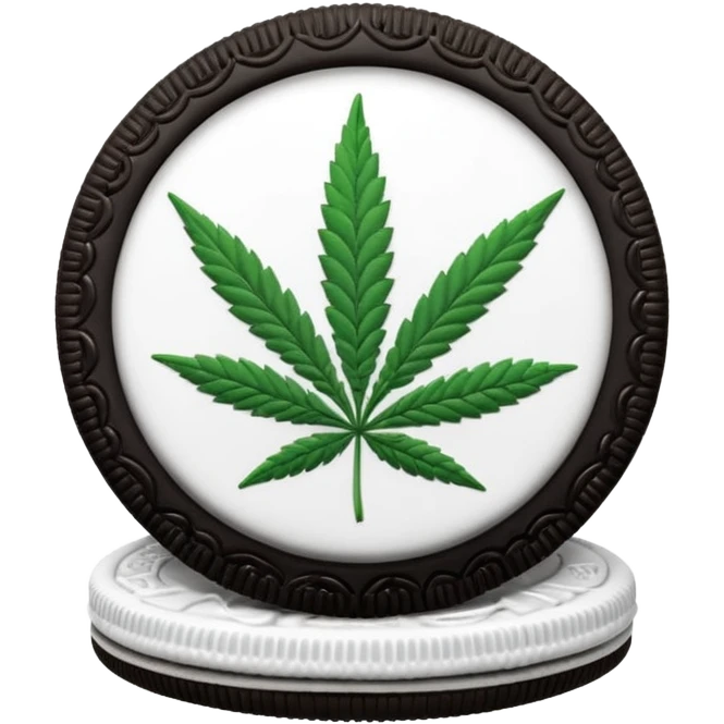 black and white oreo cookies with cannabis leaf emoji