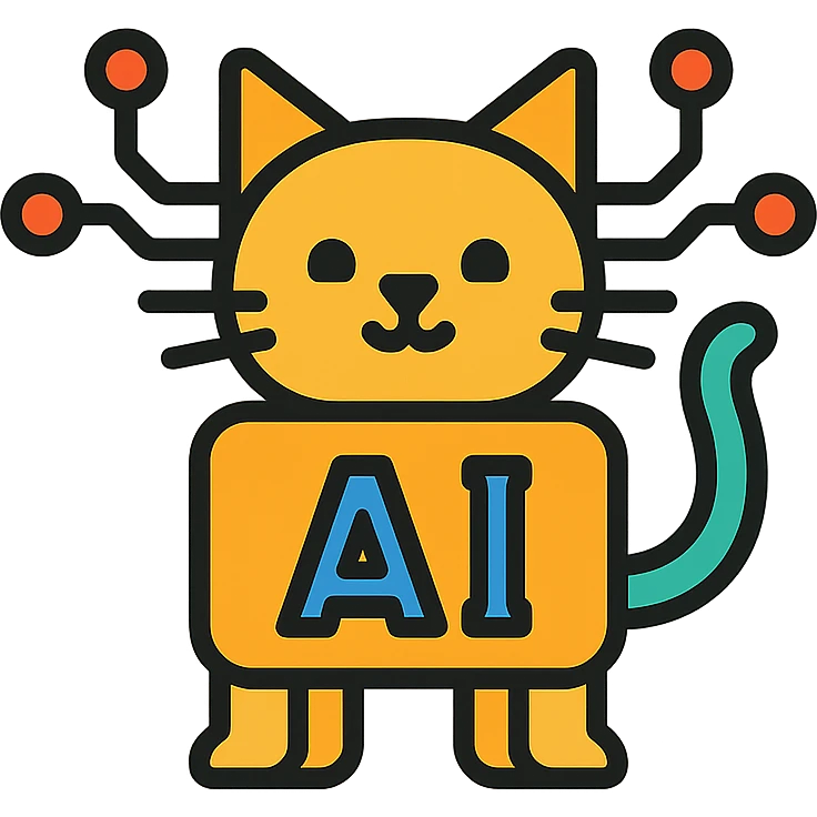 AI cat, minimalistic, geometric shapes, tech-inspired emoji