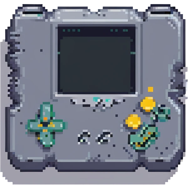 GameBoy, pixel art style, chiptune era colors, chunky pixels, simplified details, classic D-pad and buttons emoji