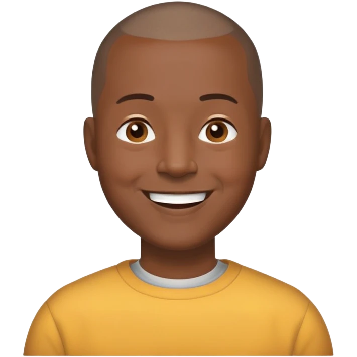 Nam, 50 tuổi, đầu đinh, cười tươi, da đen emoji