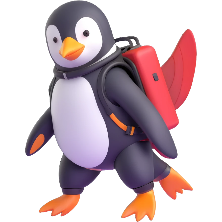 penguin with a jetpack emoji