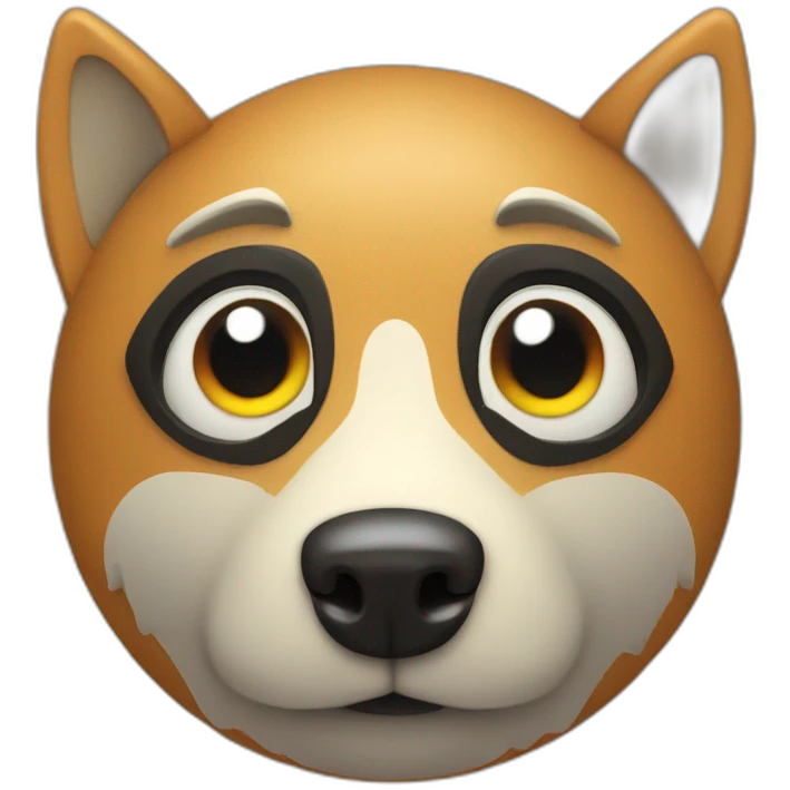 3d sphere with a cartoon Wolf skin texture with big playful eyes emoji