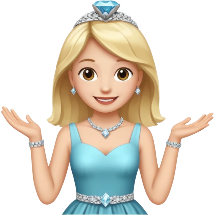 Hand with a diamond ring and girl beaming in the background emoji