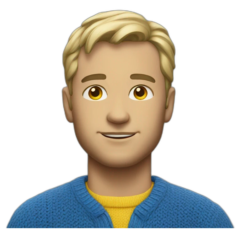White Man in blue and yellow sweater emoji