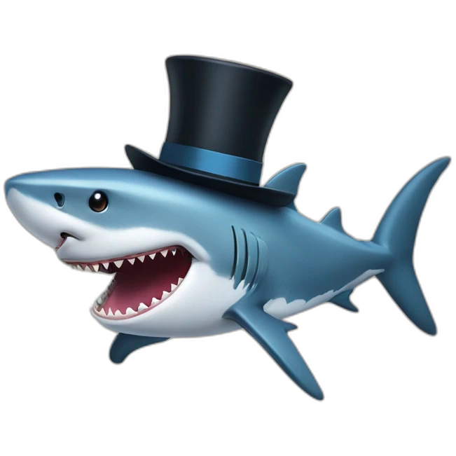 Shark with a top hat emoji