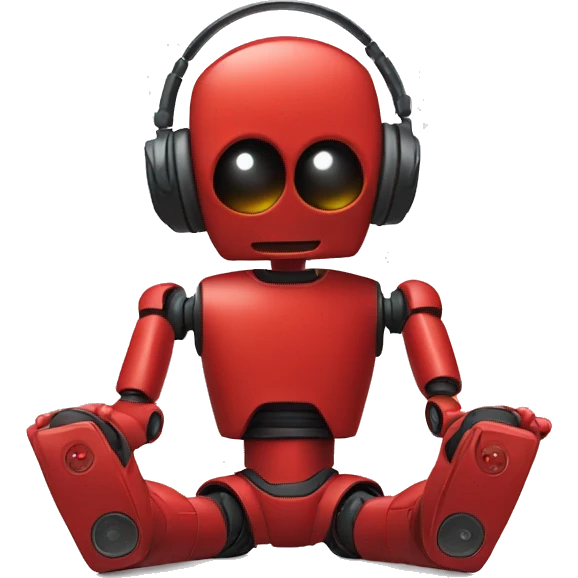 red robot listening to music on iPhone emoji