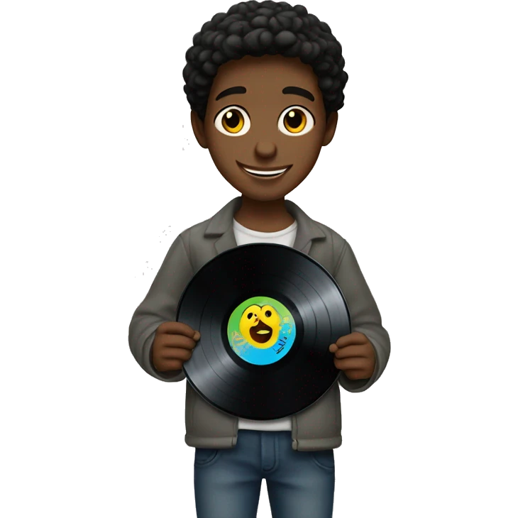jewish boy holding a vinyl record emoji