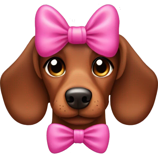 Brown sausage dog with a pink bow emoji