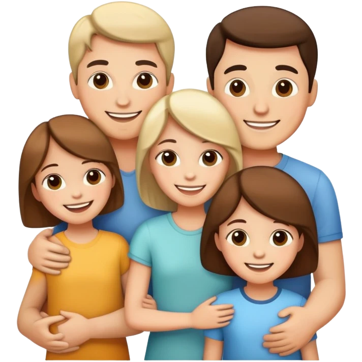 happy family with parents and children together emoji