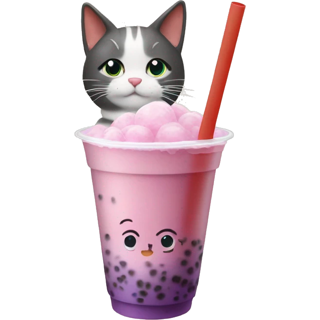 Katze mit bubble tea emoji