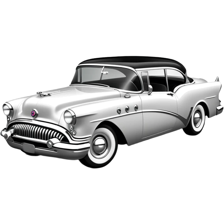 vintage hot rod, based on 1956 Buick Century, monochrome black and white emoji