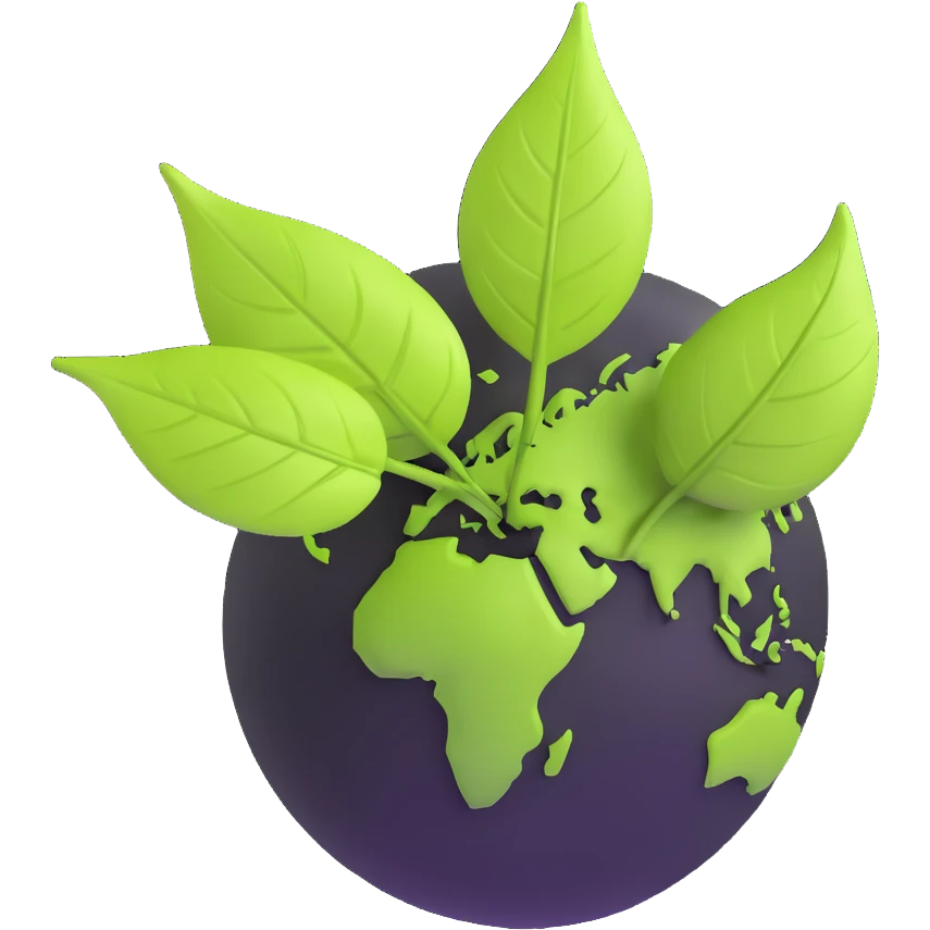 modern 3D eco-friendly logo with leaf and globe emoji