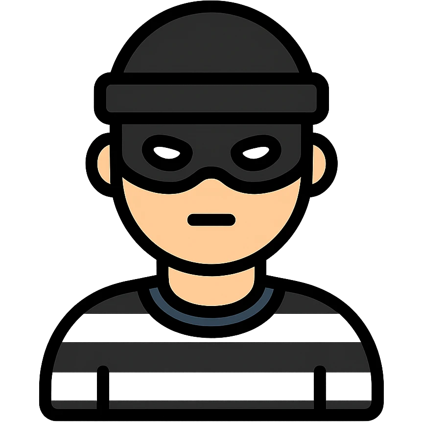 thief with mask in black and white emoji