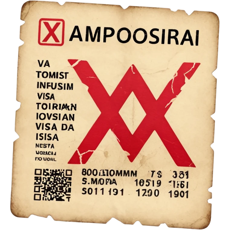 Tourist visa denied with an x emoji