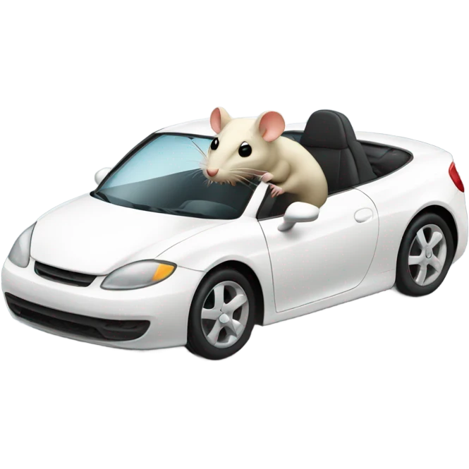Rat driving white car emoji