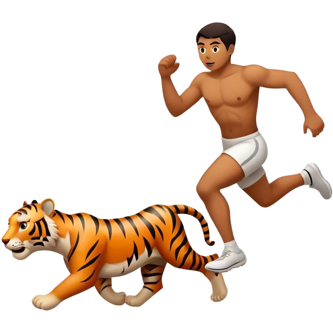 Tiger chasing human emoji