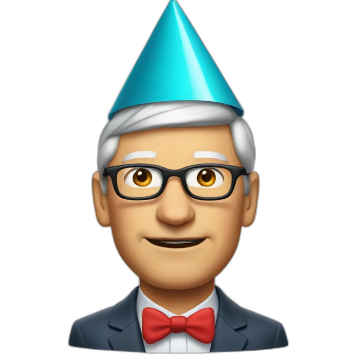 Tim Cook with party hat emoji