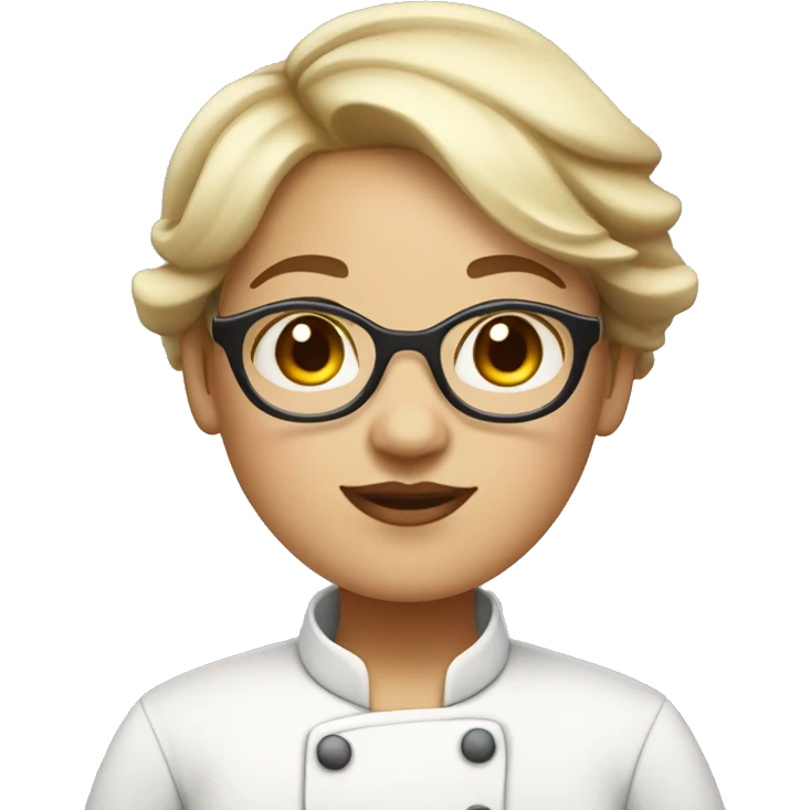 chubby chef girl with glasses and short hair light skin color emoji