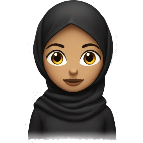 Lightskin girl with black headscarf, bug briws and dark brown eyes in front of a macbook emoji
