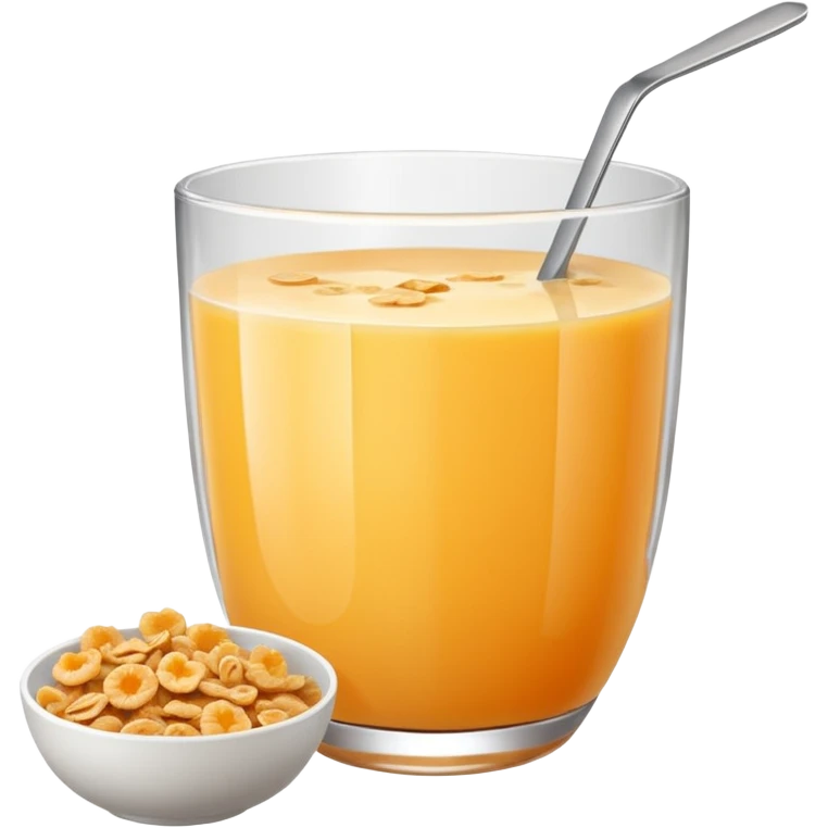 One glass of juice and a bowl with cereals emoji