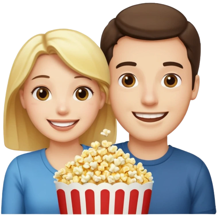 Crea un emoji dove un uomo e una donna mangiano i pop corn e guardano netflix emoji