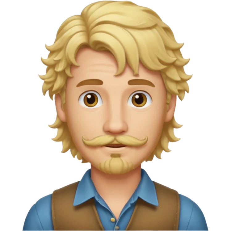 cute blonde guy with a longer curly mullet and a dark beard with moustache emoji