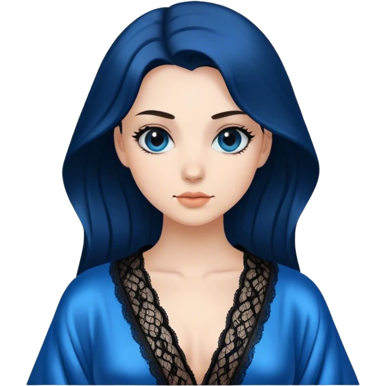 Blue silk black lace robe emoji
