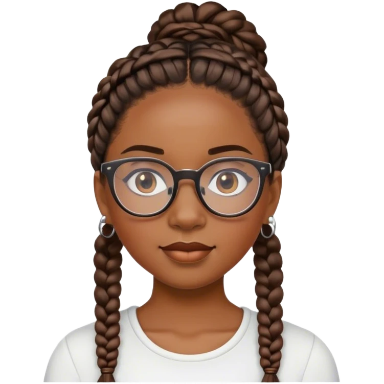 black girl with braids and glasses and good earrings emoji