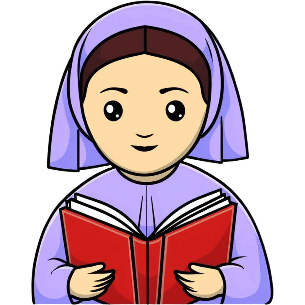 Sor Juana Inés de la Cruz, Mexican writer and poet with books emoji