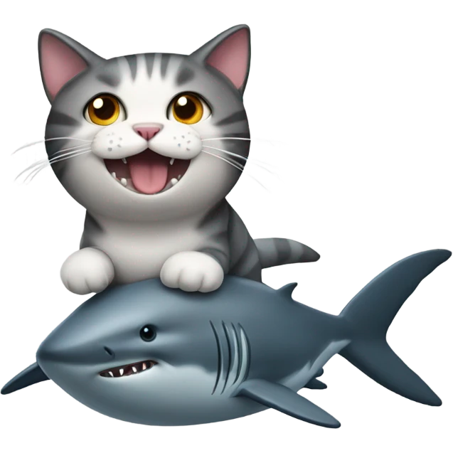 cat sitting on a shark emoji