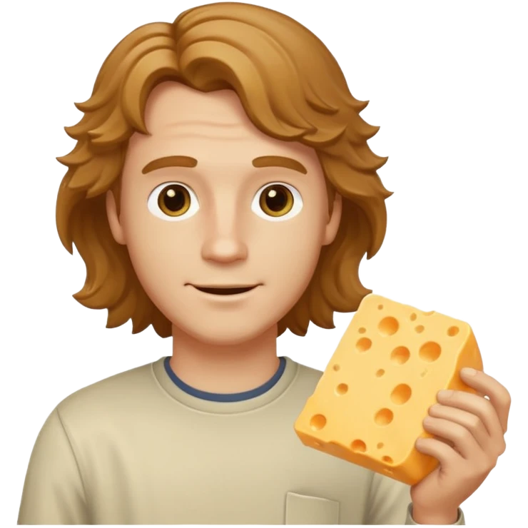 white guy with light brown wavy hair cheddar cheese emoji