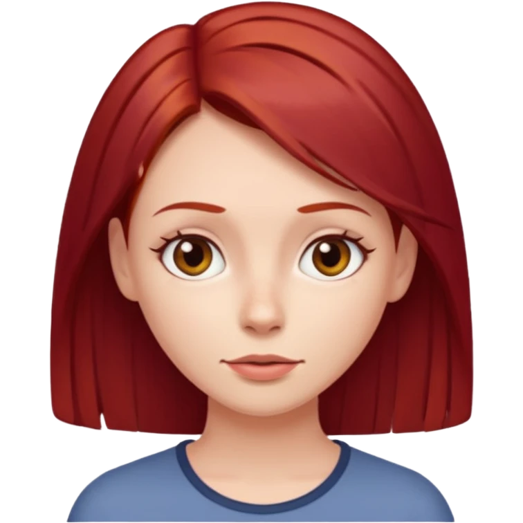 woman with straight dark red hair thin face cute emoji