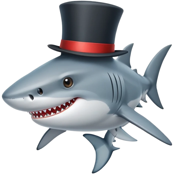 Shark with a top hat emoji