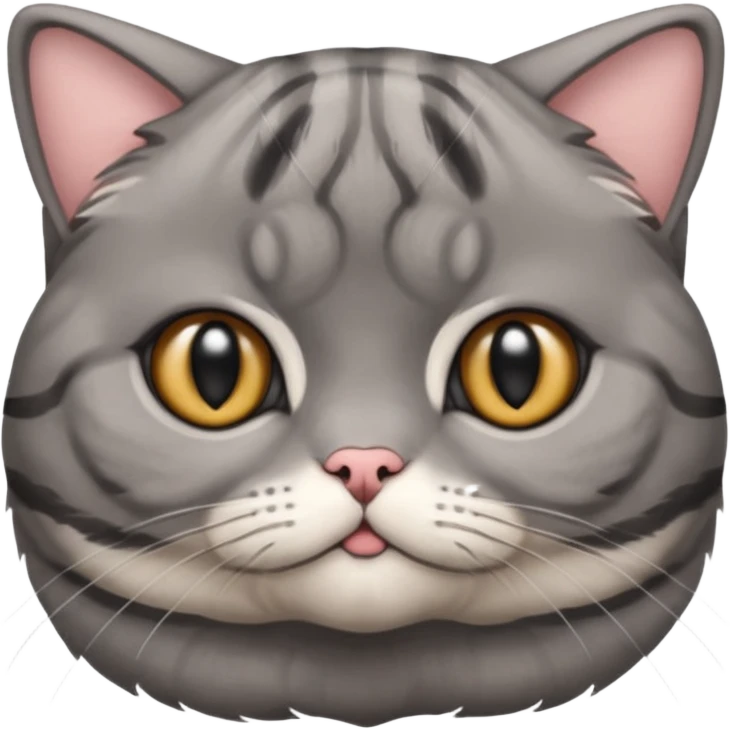 A grey striped Scotch fold with folded ears, a cute cat emoji