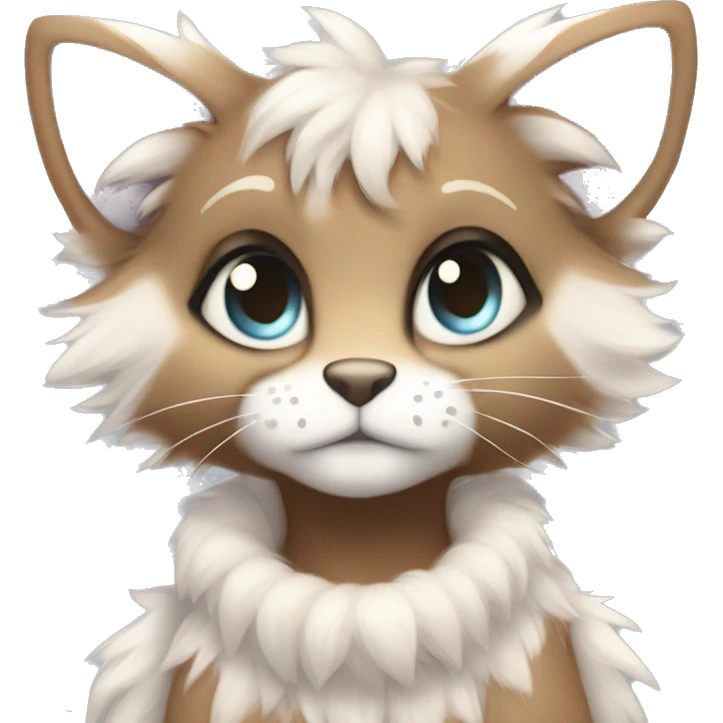 Furry, sparkle, iridescent, colorful, pastel, edgy, cool, fantasy beautiful, brown, beige, white, divine, godly, angelic, animal, anthro, full body, fursona, feline emoji
