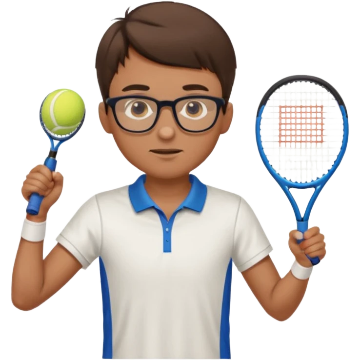 homme l'air cool taille moyenne corpulence maigre cheveux chatain court yeux bleus lunettes photo de pieds en pantalon qui fait du tennis pe emoji