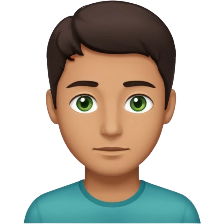 A man with blueish green eyes, dark brown hair  emoji
