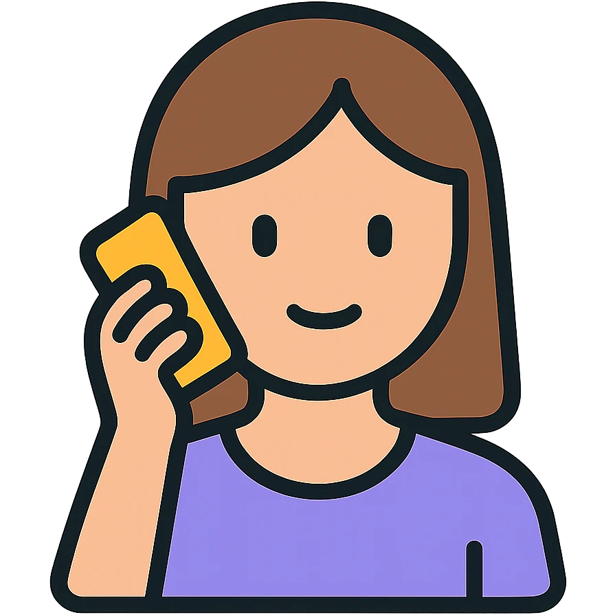 ragazza con capelli lisci che parla al telefono, icona lineale colorata con linee pulite emoji