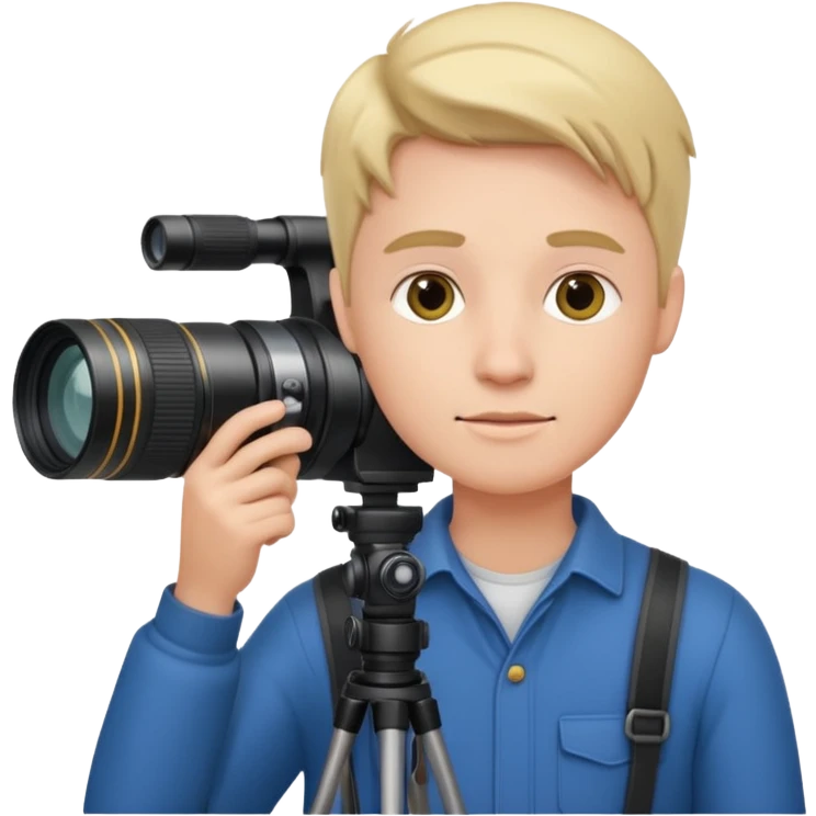 photographer holding a camera with a large telezoom lens emoji